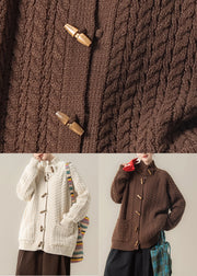 Coffee Pockets Cozy Cable Winter Knit Coat Stand Collar
