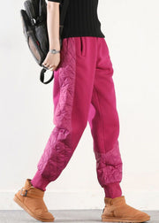 Coffee Pockets Patchwork Cotton Filled Harem Winter Pants Asymmetrical
