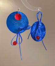 Colorblock Blue Acrylic Shell Geometric Planchet Tassel Drop Earrings