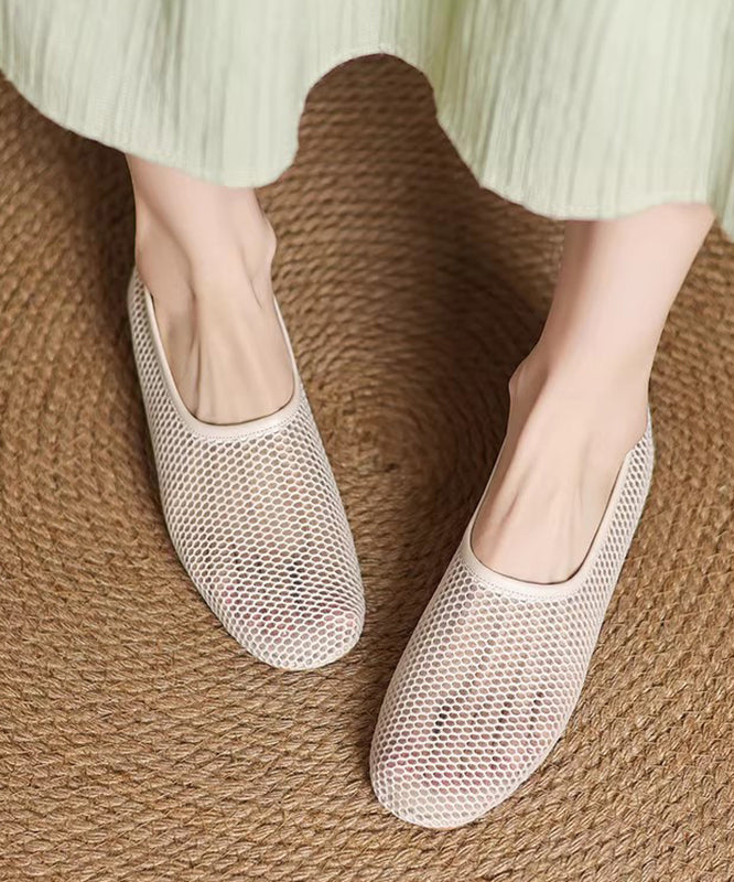 Comfortable Hollow Out Hiking Sandals Beige Sheepskin