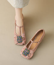 Comfortable Splicing Bow Chunky Heel Purple Suede Buckle Strap