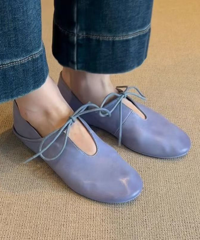 Comfortable Splicing Flat Shoes For Women Blue Faux Leather