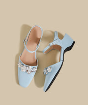 Comfortable Splicing Floral Wedge Sandals Blue Faux Leather