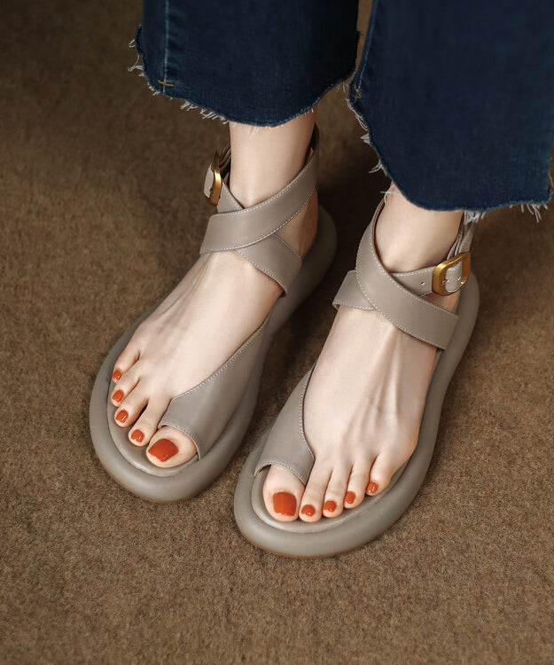 Comfy Grey Cross Strap Splicing Walking Sandals