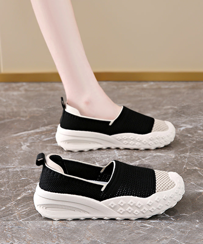 Comfy Splicing Platform Flat Shoes For Women Beige Yellow Breathable Mesh
