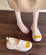 Comfy Splicing Platform Flat Shoes For Women Beige Yellow Breathable Mesh