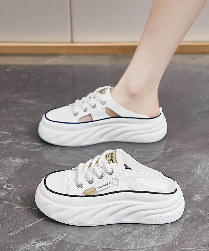 Comfy Splicing Platform Khaki Faux Leather Slide Sandals
