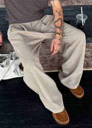 Cool Apricot Pockets Elastic Waist Spandex Pants Men Summer