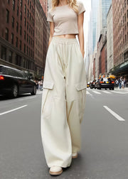 Cool Army Green Oversized With Pockets Cotton Pants Fall