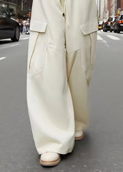 Cool Army Green Oversized With Pockets Cotton Pants Fall