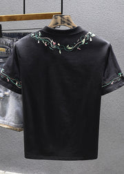 Cool White Embroideried Cotton Best T Shirts For Men Summer