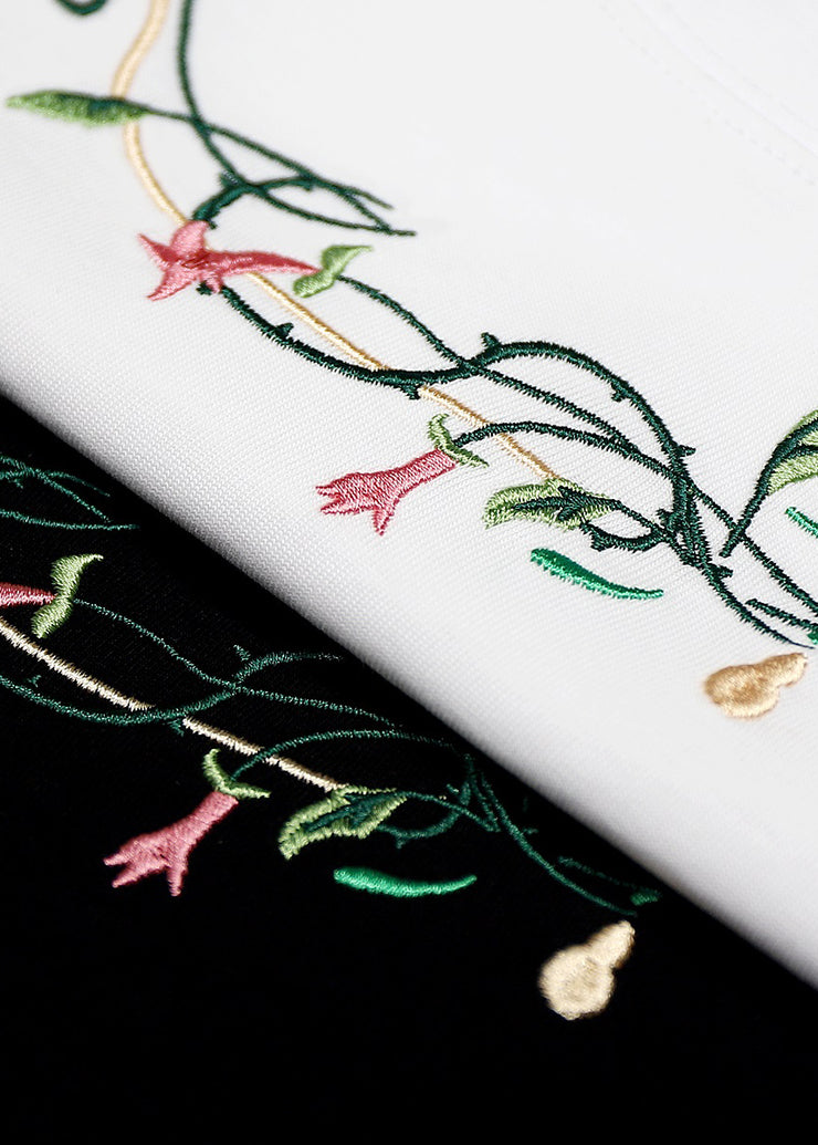 Cool White Embroideried Cotton Best T Shirts For Men Summer