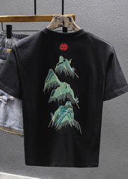 Cool White O Neck Embroideried Cotton Men T Shirts Summer