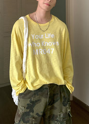 Cool Yellow O Neck Graphic Cotton Men T Shirt Spring