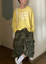 Cool Yellow O Neck Graphic Cotton Men T Shirt Spring