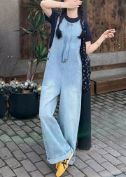 Cozy Denim Blue Oversized With Pockets Jumpsuit Fall