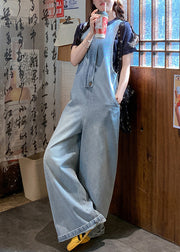 Cozy Denim Blue Oversized With Pockets Jumpsuit Fall