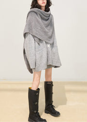 Cozy Grey Oversized Button Down Knit Cardigan Winter