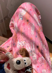 Cozy Pink Print Elastic Waist Cotton Pajamas Pants Summer