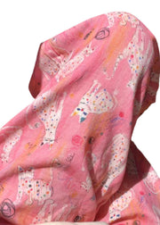 Cozy Pink Print Elastic Waist Cotton Pajamas Pants Summer