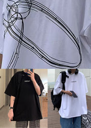 Cozy White O-Neck Print Cotton Men T Shirt Summer