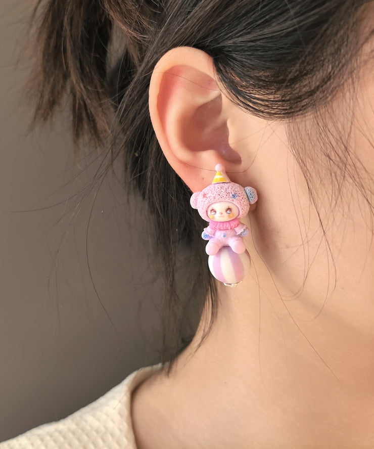 Cute Asymmetrical Alloy Cartoon Doll Stud Earrings