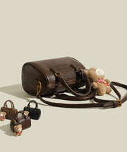 Cute Bear Decorated Solid Durable Faux Leather Tote Handbag