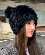 Cute Beige Cat's Ears Thickened Warm Fuzzy Fur Hat Winter