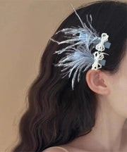 Cute Blue Alloy Pearl Feather A Pair Hairpin