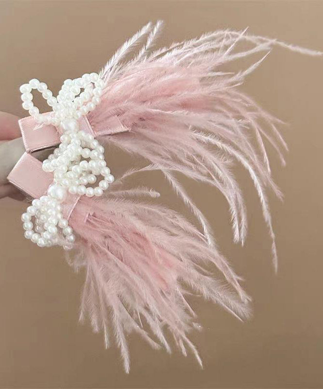 Cute Blue Alloy Pearl Feather A Pair Hairpin