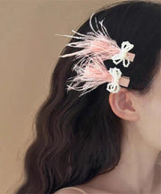 Cute Blue Alloy Pearl Feather A Pair Hairpin