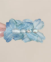 Cute Blue Alloy Zircon Pearl Floral Hairpin