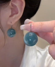 Cute Blue Sterling Silver Ball Drop Earrings
