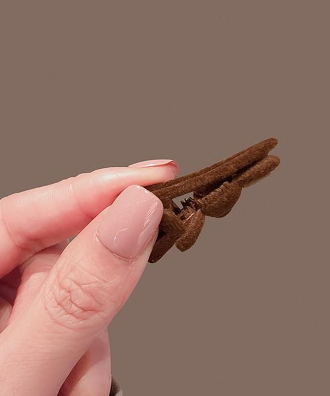 Cute Brown Alloy Flocking Little Rabbit Hairpin