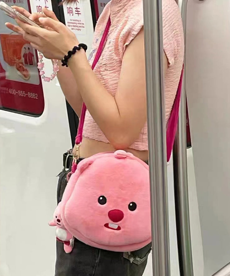 Cute Cartoon Fuzzy Fur Fluffy Versatile Diagonal CrossBody Bag