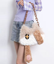 Cute Cat Fuzzy Fur Fluffy Chain Linked Shoulder Bags