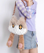 Cute Cat Fuzzy Fur Fluffy Chain Linked Shoulder Bags