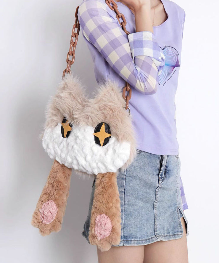 Cute Cat Fuzzy Fur Fluffy Chain Linked Shoulder Bags