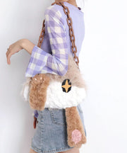 Cute Cat Fuzzy Fur Fluffy Chain Linked Shoulder Bags