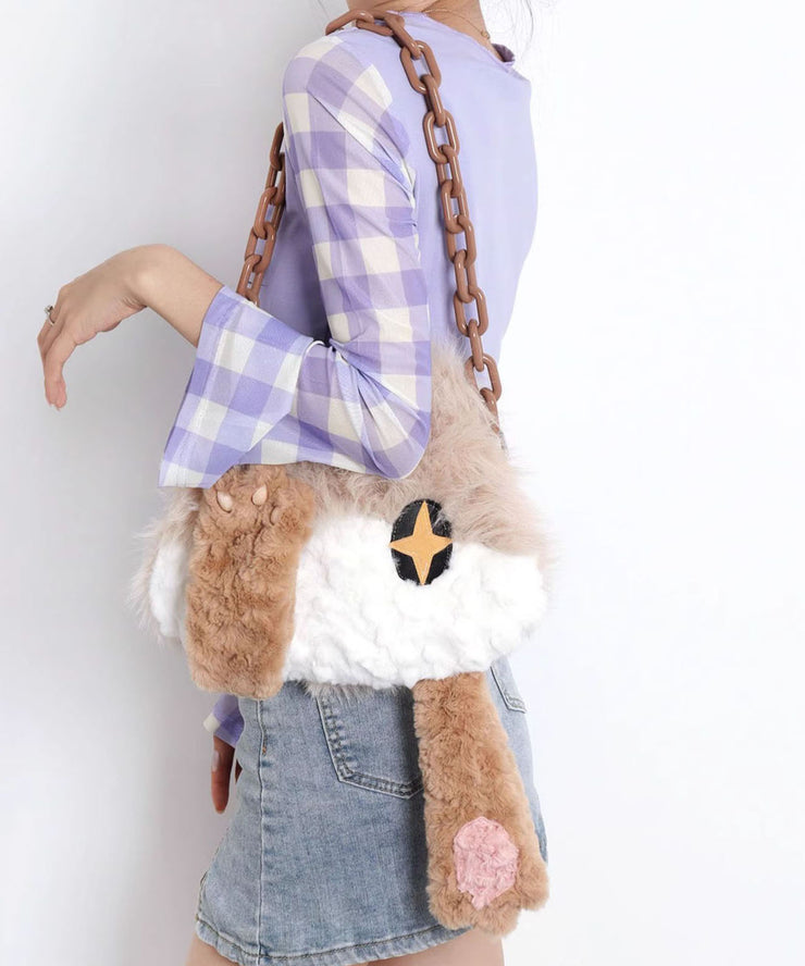 Cute Cat Fuzzy Fur Fluffy Chain Linked Shoulder Bags