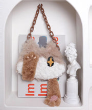 Cute Cat Fuzzy Fur Fluffy Chain Linked Shoulder Bags