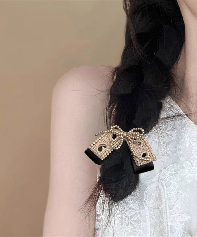 Cute Coffee Textile Crafts Pearl Bow hairpin