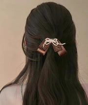 Cute Coffee Textile Crafts Pearl Bow hairpin