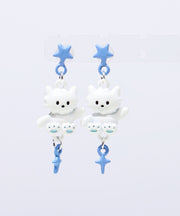 Cute Colorblock Alloy Drip Glaze Cat Drop Earrings