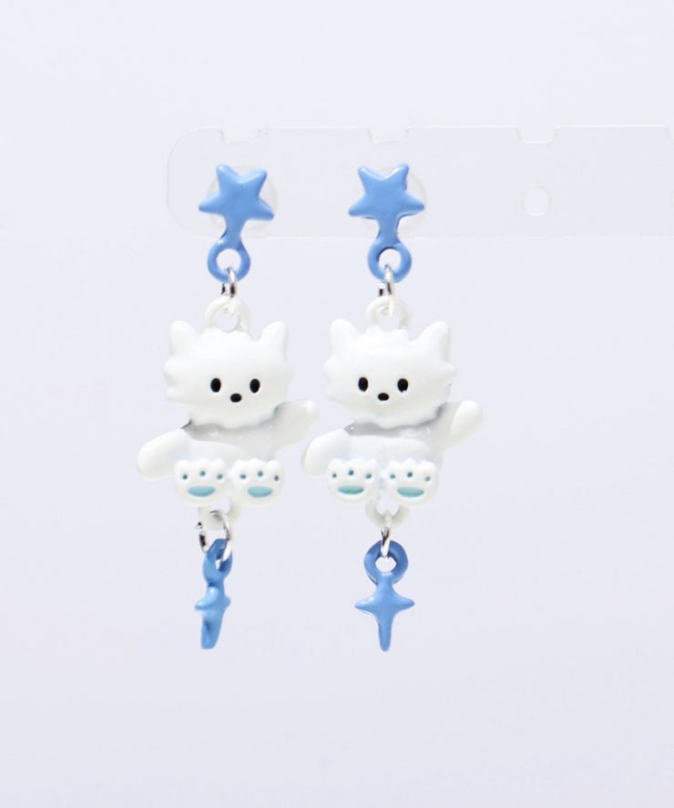 Cute Colorblock Alloy Drip Glaze Cat Drop Earrings