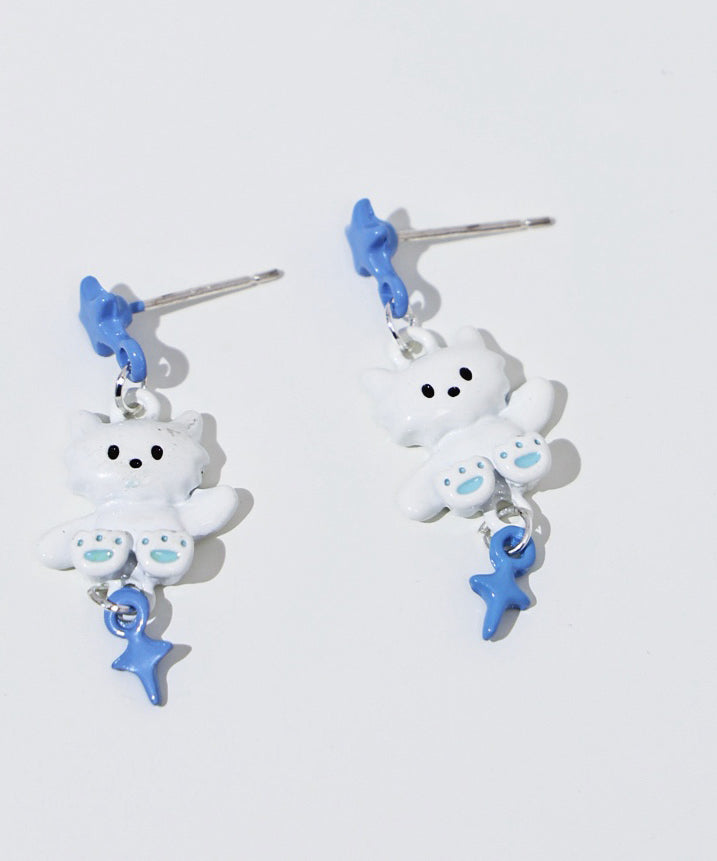 Cute Colorblock Alloy Drip Glaze Cat Drop Earrings
