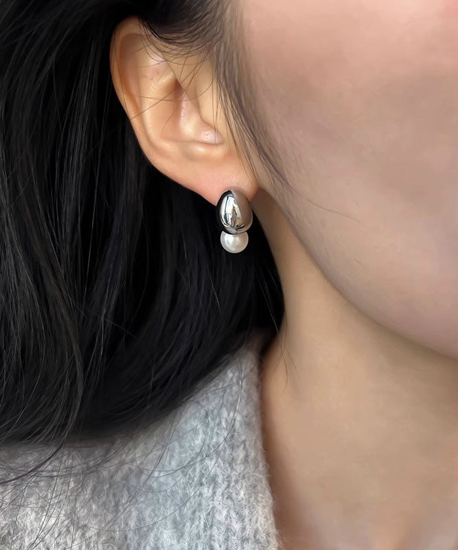 Cute Gold StCopper Overgild Pearlud Earrings