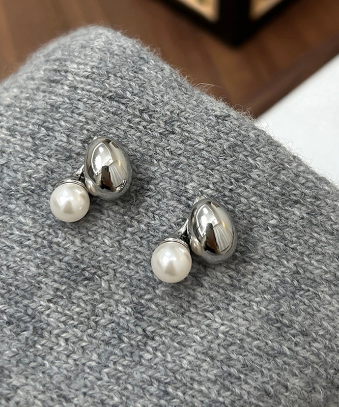Cute Gold StCopper Overgild Pearlud Earrings