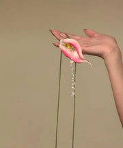 Cute Green Pearl Horseshoe Lotus Tassel Princess Necklace