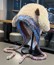 Cute Khaki Winter Thick Warm Fleece Knitted Boonie Hat